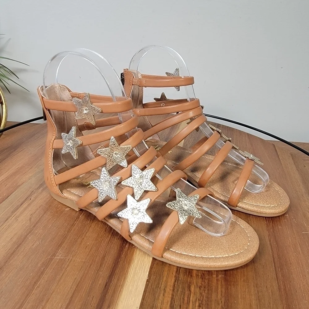 Kidpik Gold Stars Gladiator Sandals Size 1
